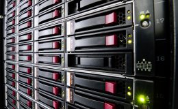 Row of hard drives